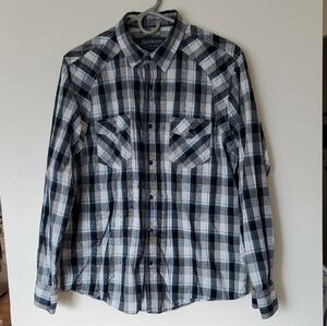 American Rag Men's Black, White, Blue Button Down Shirt